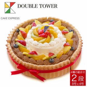 ビスキュイ付ダブルタワーケーキ 8号＋4号 バースデーケーキ 誕生日ケーキ 【送料無料】 二段 披露宴 パーティ 大きい 特大