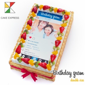 インスタグラム風写真ケーキ M フルーツ生クリーム 28×17cm バースデーケーキ 誕生日ケーキ 【送料無料】 フォトケーキ