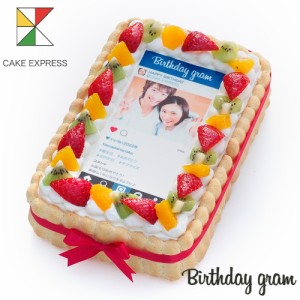 インスタグラム風写真ケーキ S フルーツ生クリーム 22×14cm バースデーケーキ 誕生日ケーキ 【送料無料】 フォトケーキ