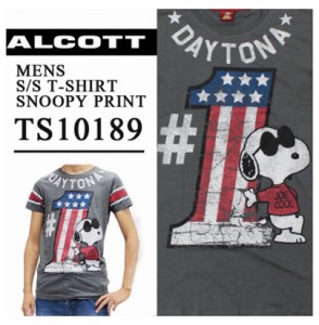 メール便 送料無料 ALCOTT ロゴ メンズ スヌーピー Tシャツ アルコット 半袖 NO.1 星条旗 トップス