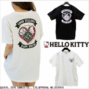 メール便 送料無料 大きいサイズ HELLO KITTY ハローキティちゃんコラボ 前後プリントTシャツ LL〜4L ワンサイズ フリーサイズ ゆったり