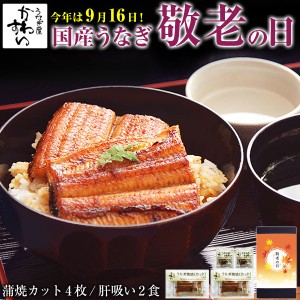 【遅れてごめんね敬老ギフト】 ギフト 国産 うなぎ 蒲焼き カット4枚200gと肝吸い2食 たれ付き 送料無料 山椒別売り ギフトセット カット