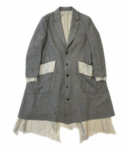 サルバム ウールコート レイヤード風 シングルボタン Plaid Over Coat メンズ SIZE XL sulvam 中古