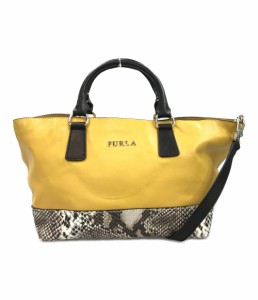 訳あり フルラ 2way トートバッグ クロスショルダーバッグ 斜め掛け パイソン柄 レディース  FURLA 中古