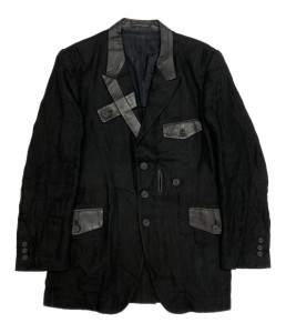 ヨウジヤマモトプールオム テーラードジャケット タブ留めピークレザー 23ss メンズ SIZE 3 YOHJI YAMAMOTO POUR HOMME 中古