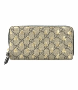 グッチ ラウンドファスナー長財布 ビー ハチ付き GGスプリーム 410102 0959 レディース GUCCI 中古