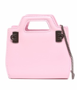 美品 チェーンレザーショルダーバッグ ワンダ マイクロミニサイズ ガンチーニ Bubble gum ピンク カーフ レディース  FERRAGAMO 中古