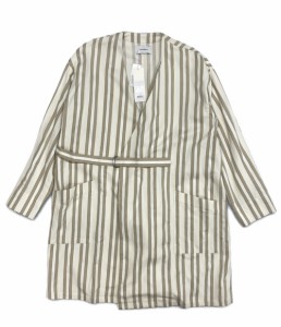 ジョンブル ノーカラーコート ストライプ メンズ SIZE L Johnbull 中古