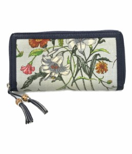 グッチ ラウンドファスナー長財布 花柄 バンブー 356708 525040 レディース GUCCI 中古