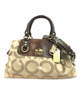 コーチ 2way ハンドバッグ ショルダーバッグ 肩掛け オプアート 12947 レディース  COACH 中古