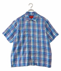 シュプリーム 半袖シャツ チェック ブルー 2023ss レディース SIZE S Supreme 中古