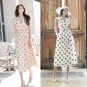 ドット ロング ワンピース ホワイトの通販|au PAY マーケット