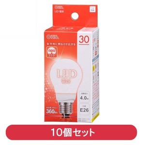 OHM LED電球 10個セット 密閉形器具対応 広配光タイプ 4.0W 360lm E26 電球色 LDA4L-GAG9-10P