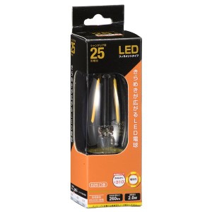 LEDフィラメントタイプ電球 シャンデリア球 クリア 25形相当 260lm 電球色 E26 全方向配光310° OHM 06-3468 LDC2LC6 送料無料