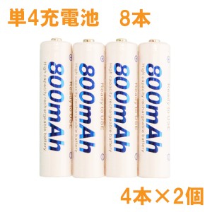 ＼ポイント5倍／プラタ ニッケル水素充電池 単4形 8本セット 800mAh 収納ケース付 単4電池 単4型 充電池 NK-AAA-4S-2P メール便送料無料