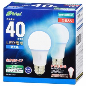 LED電球 昼光色 2個入り E26 40形相当 全方向配光260° OHM 06-4351 LDA4D-GAG27-2P 送料無料