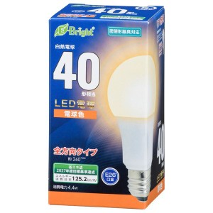 LED電球 電球色 E26 40形相当 全方向配光260° OHM 06-4340 LDA4L-GAG27 送料無料