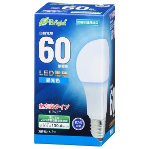 LED電球 昼光色 E26 60形相当 全方向配光260° OHM 06-4345 LDA7D-GAG27 送料無料