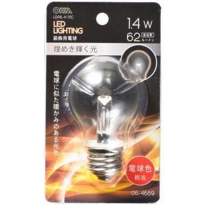 ＼ポイント5倍／LED電球 装飾用 62lm クリア電球色 PS E26 OHM 06-4689 LDA1L-H13C 送料無料