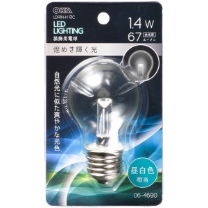 LED電球 装飾用 1.4W 67lm クリア昼白色 PS E26 OHM 06-4690 LDA1N-H13C 送料無料