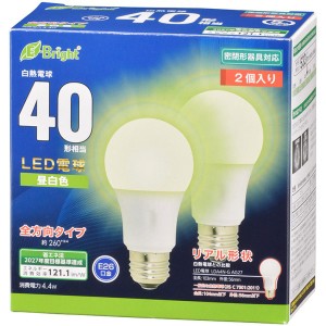 LED電球 40形相当 533lm 昼白色 E26 全方向配光260° 密閉形器具対応 2個入り OHM 06-4350 LDA4N-GAG272P 送料無料