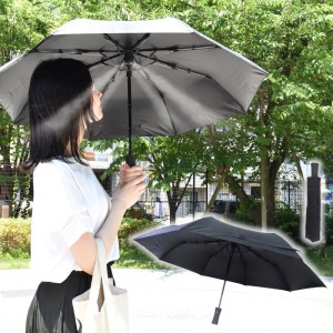 【セール価格】ミストシャワーアンブレラ 折りたたみ傘 ブラック 晴雨兼用 メンズ レディース UVカット 熱中症対策 かさ カサ サンコー S