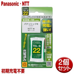 パナソニック・NTT用コードレス電話機 子機用充電池 2個セット KX-FAN37・電池パック-078同等品 05-0022 OHM TEL-B22 すぐに使える充電済