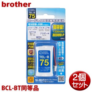 ブラザー用コードレス電話機 子機用充電池 2個セット BCL-BT同等品 容量1200mAh 05-0075 OHM TEL-B75 コードレスホン 互換電池 メール便