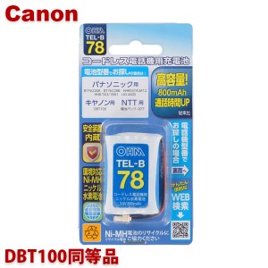 ＼ポイント5倍／キヤノン用コードレス電話機 子機用充電池 DBT100同等品 容量800mAh 05-0078 OHM TEL-B78 コードレスホン 互換電池 メー