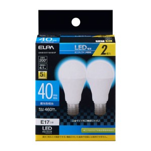 ＼ポイント5倍／ELPA LED電球 2個セット ミニクリプトン球形 口金E17 40W形 昼光色 LDA4D-G-E17-G4103-2P 照明器具 省エネ 密閉型器具対