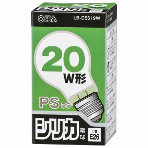 白熱電球 20W形 ホワイト 電球色 E26 OHM 06-0592 LB-D5619W 送料無料