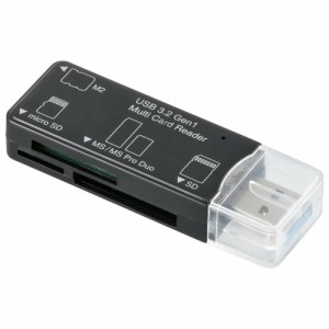 マルチメディアカードリーダーUSB3.2Gen1 49メディア対応 ブラック SD/microSD/MSPD OHM 01-3969 PC-SCRWU303-K メール便送料無料