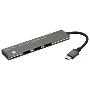 ＼ポイント5倍／USBハブ＋microSDカードリーダ USB3ポートHUB USB3.2Gen1 Type-C接続 01-3976 OHM PC-SH3PC08-H メール便送料無料