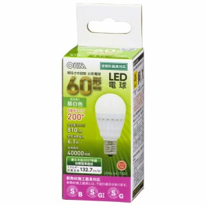 小形LED電球 60形 810lm 昼白色 E17 密閉器具・断熱材施工器具対応 OHM 06-4478 LDA6N-G-E17IS51