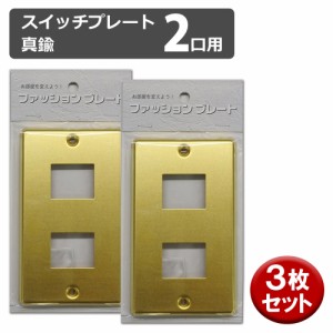 OHM スイッチプレート 3個入り 真鍮 2口用 おしゃれ かわいい スイッチカバー コンセントカバー 00-4699 HS-UC02-3P メール便送料無料