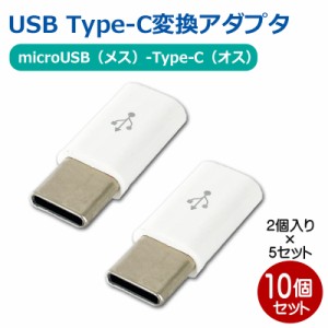 ＼ポイント5倍／3Aカンパニー USB Type-C変換アダプタ 10個 microUSB（メス）-Type-C（オス）変換 データ通信・充電対応 PAD-USBCMC2P-5P