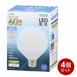 LED電球 ボール電球形 4個セット E26 60形相当 昼光色 OHM 06-3166 LDG7D-GAG51-4P 送料無料