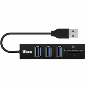 Libra USB2.0 3ポートUSBハブ＋カードリーダー ACアダプタ不要 LBR-USBHCR メール便送料無料