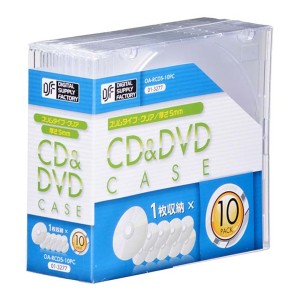 CDケース DVDケース スリムケース 5mm クリア 10枚パック OHM 01-3277 OA-RCD5-10PC