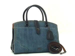 中古】 コーチ ショルダーバッグ C2830 デニム レザー インディゴ  