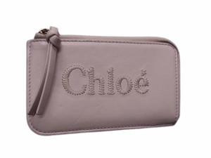 美品 Chloe クロエ コインケース SENSE センス CHC23SP866 セメントピンク シャイニー カーフ レザー レディース カードケース スモール 