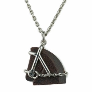 美品 HERMES エルメス ネックレス シュヴァル アクセサリー H077350FP01 シルバー ブラウン系 メタル ヴェルカニウム ユニセックス ペン