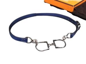 美品 HERMES エルメス チョーカー エトリエ ドゥブルトゥール - ブルー系 ヴォースイフト レディース シルバー金具 2連 ブレスレット【本