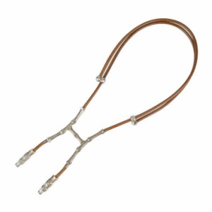 HERMES エルメス チョーカー Bamboo Halter Necklace バンブー ホルター ネックレス - ブラウン シルバー レザー メタル レディース【本