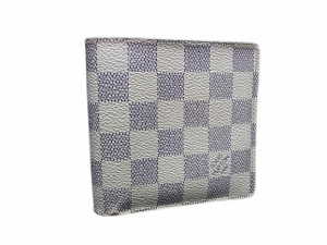 LOUIS VUITTON ルイ ヴィトン 二つ折り財布 ダミエ・アズール ポルトフォイユ・マルコ N60018 ホワイト系 PVC レザー ユニセックス【本物