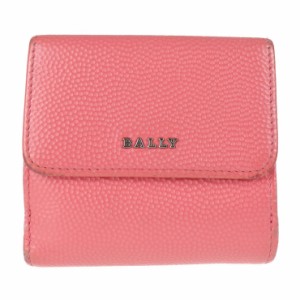 BALLY バリー 財布 三つ折り財布 レザー ピンク系 コンパクト【本物保証】