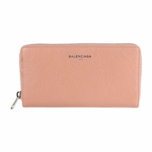 超美品 BALENCIAGA バレンシアガ エクスクルーシブ 419805 長財布 レザー ピンクベージュ ラウンドファスナー【本物保証】