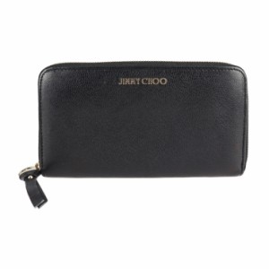 美品 JIMMY CHOO ジミーチュウ ピッパ 長財布 レザー ブラック ラウンドファスナー【本物保証】