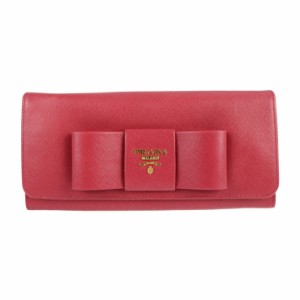 PRADA プラダ 財布 1M1132 二つ折り財布 サフィアーノ PEONIA フラップ リボン 長財布【本物保証】