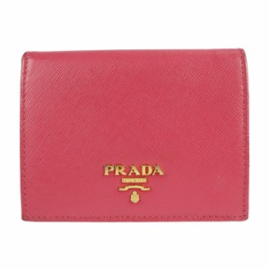 PRADA プラダ 財布 1M0204 二つ折り財布 サフィアーノレザー ピンク ロゴ【本物保証】